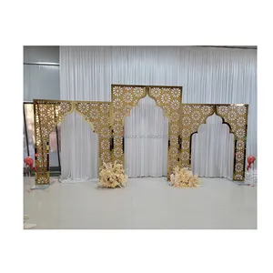 New Season Grid Screen Metal Arch Wedding Backdrop Indian Style Flowers Stainless Metal Arch