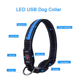 <span class=keywords><strong>Collar</strong></span> de perro con luces intermitentes LED ajustables <span class=keywords><strong>Collar</strong></span> de seguridad con luz brillante ligero y recargable - Product Image 6