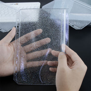 Raccoglitore A5 A6 A7 con 2 Tasche Trasparenti in PVC Glitterato, Busta con Chiusura a Zip e Tasca Laterale Senza Cerniera, Buste Portacontanti - Product Image 3