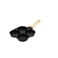 Poêle à oeufs en aluminium antiadhésif 4 tasses poêle à crêpes frites poêle à frire facile à nettoyer adaptée à la cuisinière à gaz et à la cuisinière à induction