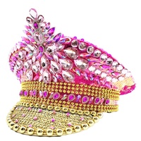 Sombrero Rosa Intenso con Lentejuelas y Pedrería para Festivales, Fiestas, Burning Man, Estilo Y2K, Accesorio de Disfraz Brillante para Exteriores, Unisex para Adultos