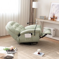 Moderner Elektrischer Einzelner Relaxsessel mit Dreh- und Schaukelfunktion, Ausziehbar und Klappbar, Holzgestell für Kleine Wohnzimmer und Balkone
