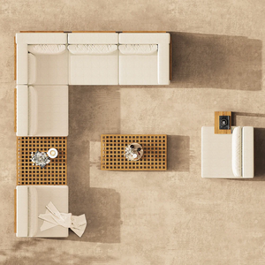 Ensemble de mobilier de jardin en teck personnalisable pour l'extérieur, résistant à l'eau, avec table basse - Product Image 4