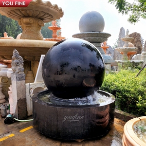 Fontaine d'eau globe flottant YOUFINE en granit noir avec carte du monde gravée, sphère rotative, pour villa et cour - Product Image 5