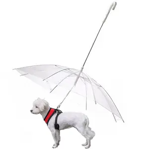 Parapluie étanche Transparent pour chien, équipement de pluie, accessoire pour animaux de compagnie, avec laisse