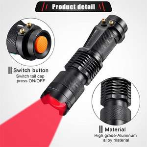 Lampe de poche LED à lumière rouge Ophtalmologie vétérinaire Mini torche rouge zoomable pour l'observation nocturne de la chasse au diagnostic médical - Product Image 3