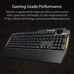 Clavier de jeu Asus Tuf K1 à membrane filaire USB pour PC avec rétroéclairage RVB, bouton de volume programmable, Aura Sync - Product Image 5