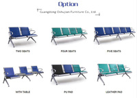Chaise de gang d'hôpital avec coussin en cuir PU 3 places banc de réception en métal chaise de salle d'attente d'aéroport