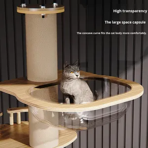 Moderna Torre para Gatos de Sisal Grande, Ecológica, Ahorra Espacio, con Poste Rascador, Casa para Gatos, de Piso a Techo, Multinivel, de Lujo, Personalizable - Product Image 4