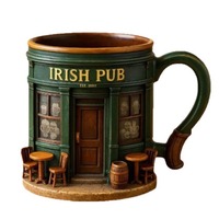 Figurine 3D en résine de style bar irlandais, modèle d'art populaire, avec doublure et décalcomanies exquises, forme personnalisée pour la décoration intérieure