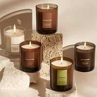 Bougie en cire de soja de luxe personnalisée AIKUN, pot en verre noir avec couvercle, boîte - Cadeau artisanal pour les fêtes de Diwali, Ramadan, bars