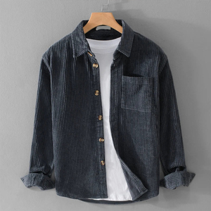 เสื้อเชิ้ตคอร์ดูรอยหนานุ่มทรงหลวมสไตล์วินเทจ แขนยาว มีกระเป๋าข้าง สำหรับผู้ชาย ยี่ห้อ KingSen เหมาะสำหรับใส่ลำลองหรือเป็นเสื้อแจ็คเก็ตฤดูหนาว - Product Image 1