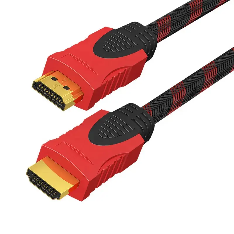 Kabel video murah hitam merah HDMI, kabel berlapis emas 1.4 1080P 3D untuk HDTV pemisah sakelar 0.5m 1m 1.5m 2m 3m 5m 10m