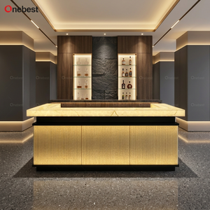 Banconi Cassa Illuminati a LED di Lusso per Night Club e <span class=keywords><strong>Bar</strong></span>, Bancone a U per Hotel, Cocktail <span class=keywords><strong>Bar</strong></span> con Piano in Corian - Product Image 1