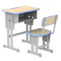 Ensemble de chaises d'étudiant en métal de style moderne avec dessus de bureau en bois et table réglable en hauteur, écologique et durable pour les écoles