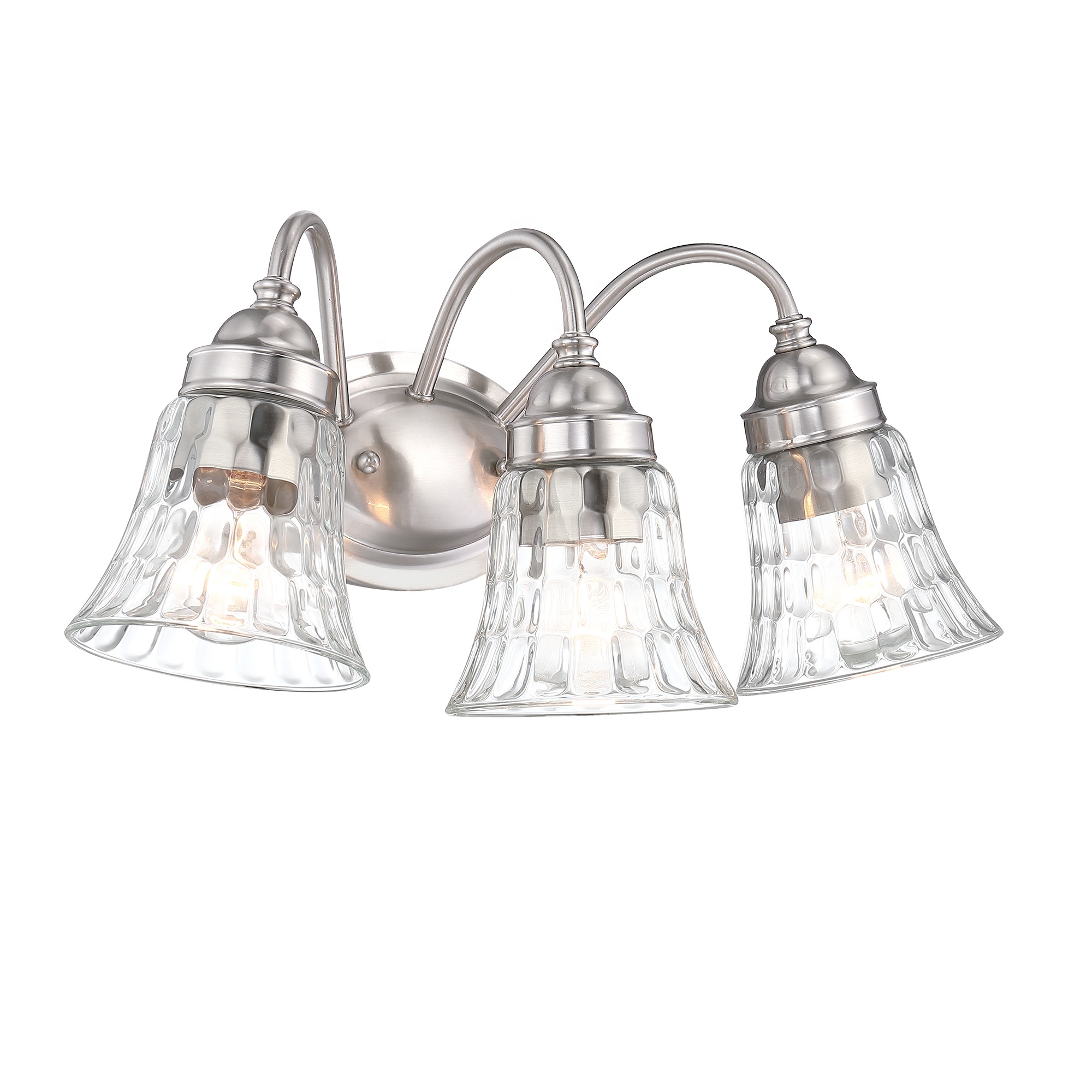 Modern Vanity Light Brushed Nickel Bathroom Light Fixtures Wall Light Over Mirror Wall Sconces with clear Water Glass Shades · image 2
