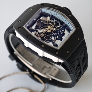 Reloj Mecánico Personalizado de la Mejor Calidad, Resistente al Agua, 43 mm, Movimiento UMI Factory RMUL2, RM055, Cerámica Negra, Esqueleto Gris, Reloj RM - Product Image 3