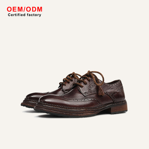 Chaussures Oxford en cuir de cheval de luxe, style britannique, confortables, respirantes, antidérapantes, avec semelle Goodyear, pour un look décontracté et professionnel, personnalisables OEM. - Product Image 1
