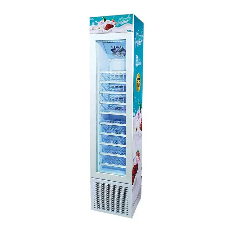 호리호리한 유리제 문 냉각장치 강직한 아이스크림 진열장 냉장고