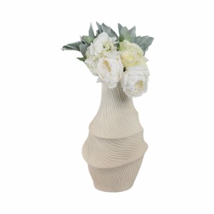 Vaso moderno intrecciato in poliresina per fiori, decorazione per soggiorno, tavolo consolle, ufficio. - Product Image 2