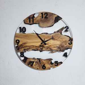 Reloj de Pared de Resina y Madera Hecho a Mano, Decorativo, Elegante, Duradero, Funcional y Elegante, Ideal para Sala de Estar, Dormitorio u Oficina - Product Image 3