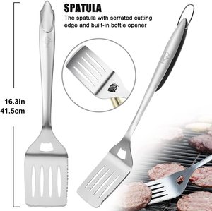 <b>Heavy</b> <b>Duty</b> Stainless Steel BBQ Grill <b>Tool</b> Set-Portable Dishwasher Safe 6-8 Piece Outdoor & Indoor Use - Product Image 3