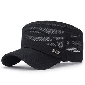 Wholesale Summer New Full <b>Net</b> Flat <b>Top</b> Sun Hat Outdoor Unisex Dress Mesh Camp Hat Sports Cap 100% Polyester Sporty - Product Image 2