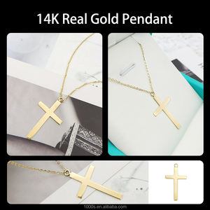 الأفضل مبيعاً قلادة كلاسيكية سادة 9K 10K 14K من الذهب الصلب الحقيقي قلادة متدلية مجوهرات للمسيحية - Product Image 3