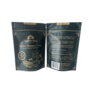 Impresión personalizada 4oz Embalaje de té Bolsas de plástico Mylar de grado alimenticio Cremallera resellable Bolsa de pie para té <span class=keywords><strong>Chai</strong></span> Black Powder - Product Image 5