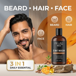 Formule personnalisée 3-en-1 pour homme : Shampoing adoucissant pour barbe, cheveux et visage & Nettoyant visage rafraîchissant – Mousse nettoyante pour barbe - Product Image 1