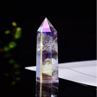 Tour de Reiki en Cristal Ange Aura Points de Quartz Rose Baguette de Méditation Spirituelle Gemme Protection de l'Énergie Tour de Pierre de Cristal Naturel
