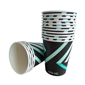 Gobelet à café en papier noir personnalisé avec logo imprimé, pour boissons chaudes ou froides, chocolat, café à emporter, avec un matériau amélioré de 220 g/m² - Product Image 4