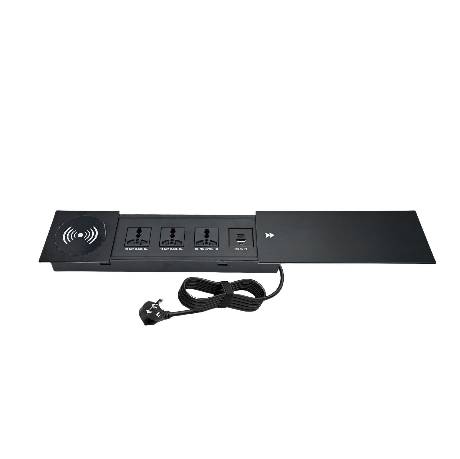 Affordable Built-in Sliding Desktop Power Strip With Hidden Design And USB Charging Function