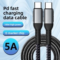 Cable de Carga Rápida PD de 100W, 5A, con E-Marker, Cable de Carga Dual Tipo C a C