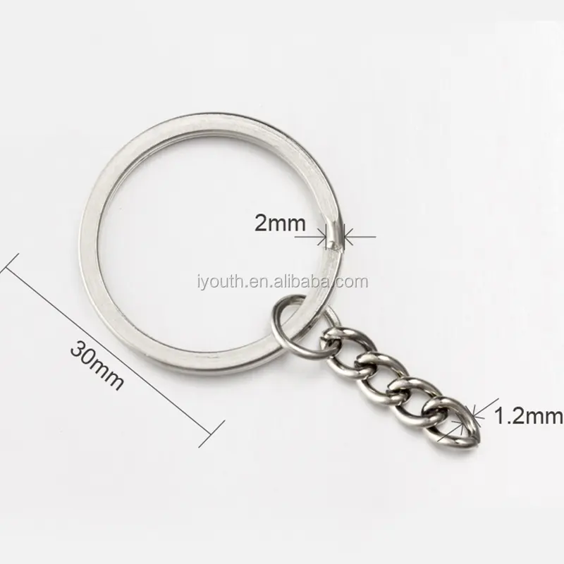 2.0*30mm schlüssel fob metall schlüssel halter split ringe schlüsselring