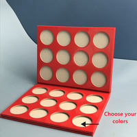 Palette de fards à paupières carrée rouge format voyage - Logo personnalisable, palette de maquillage pour les yeux imperméable pour la vente en gros et les marques privées