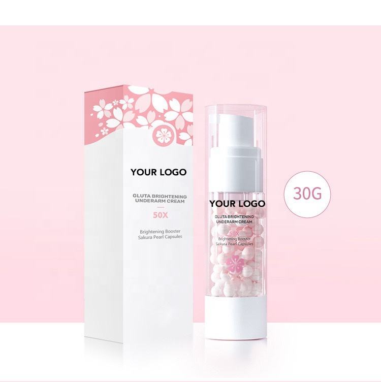 Underarm Whitening Cream with Cherry Blossom, Glutathione. Brightens Dark Spots, Smooths Skin. Global Plant Extracts