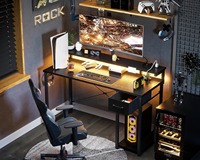 Table de jeu 75 "en gros d'usine avec support de moniteur, grande table PC avec lumières LED, bureau à domicile, noir