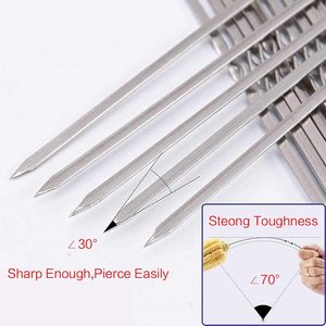 Cheap Wholesale Reusable Stainless Steel <b>Flat</b> Barbecue Skewers BBQ <b>Grilling</b> Accessories - Product Image 4