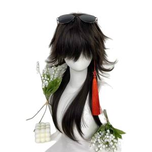 วิกผมยาวตรง Dm511 พร้อมหน้าม้าปัดข้าง ใยสังเคราะห์คาเนคาลอน เส้นผมธรรมชาติ  ฐานลูกไม้โปร่งใส  แบบเต็มศีรษะ - Product Image 5