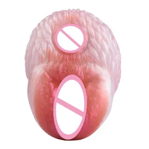 YOCY mainan masturbasi pria, alat masturbasi dildo silikon cair Saluran ganda stoker hewan realistis untuk laki-laki