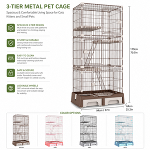 Grande <span class=keywords><strong>cage</strong></span> à chat d'intérieur à plusieurs niveaux avec plateformes et échelles pour parc de jeu pour animaux domestiques - Product Image 2
