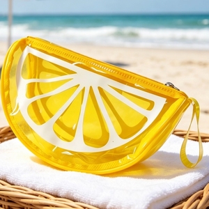 <b>Transparent</b> PVC Cosmetic <b>Bag</b> Lemon Shape <b>Makeup</b> Pouch Waterproof Zipper Storage Case for Travel Gift - Product Image 2