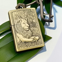 Briquet à chérone coupe-vent en alliage de zinc, avec roue d'allumage en métal gravé, style rétro, pour homme, cadeau, design audacieux