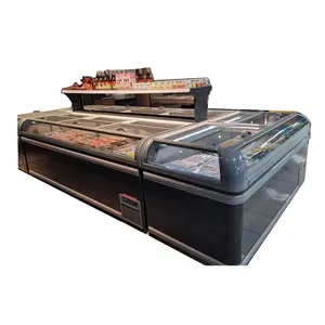 Half Glass Side Combined Island Freezer For Supermarket Display/Chest Freezer With And Top With Automatic Defrosting