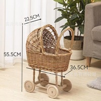 Panier de rangement en osier en forme de chariot, panier pour animaux de compagnie, panier à fleurs de maternité, accessoire de photographie, cadeau de premier anniversaire
