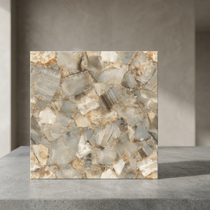 Azulejos de Porcelana Pulida Cristalizada Color Marrón Glaciar de 600x600 mm, Efecto Madera y Piedra, Diseño Brillante para Pisos - Product Image 3