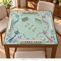 Tapis de Mahjong Yugaland aspect mat, en caoutchouc, résistant à la saleté, antidérapant, lavable, inodore, 800*800mm, 3mm, pour salon de Mahjong