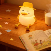 Nouvelle lampe LED mini en ABS en forme de canard, colorée, avec capteur, lumière chaude, rechargeable, trois niveaux de luminosité, protection oculaire douce, pour chambre à coucher, chevet, veilleuse avec minuterie