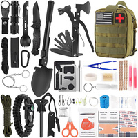 Trousse de premiers secours d'urgence professionnelle complète pour l'extérieur avec outils tactiques SOS, lampe torche, couverture, hache, pelle